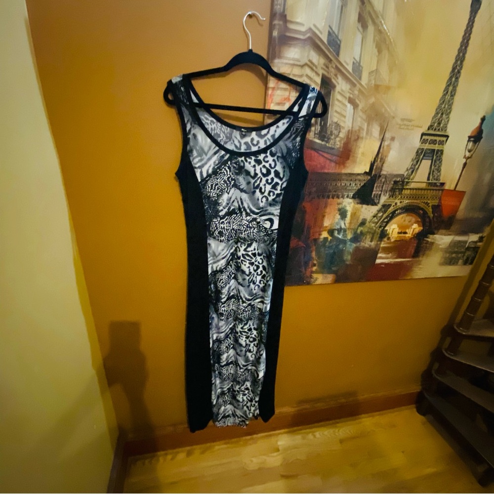 Milano Black and White Patterned Midi Dress